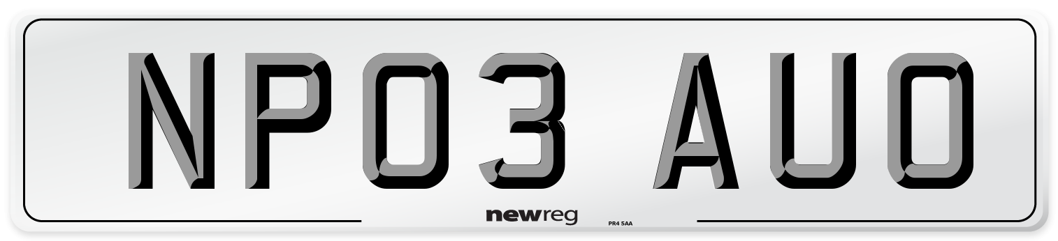 NP03 AUO Number Plate from New Reg